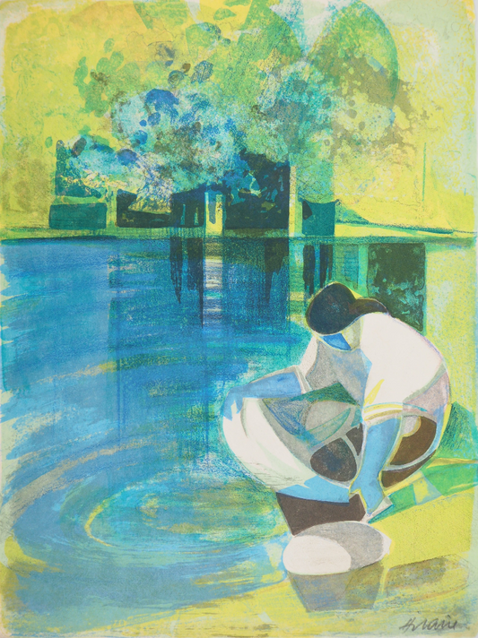 Camille HILAIRE : La Lavandière - Lithographie originale signée