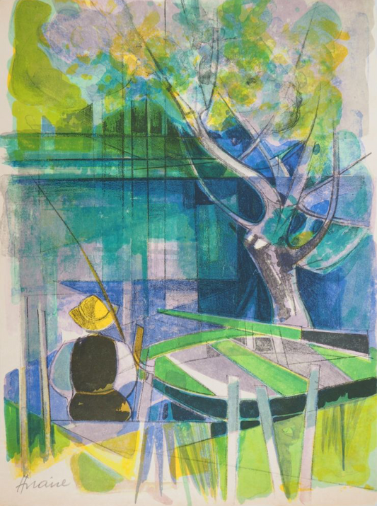 Camille HILAIRE : Le pêcheur - Lithographie originale signée
