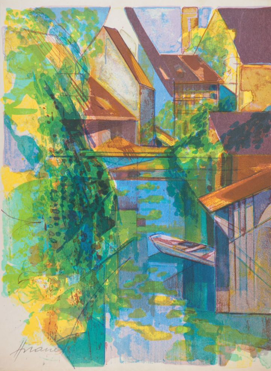 Camille HILAIRE : La Lauch à Colmar - Lithographie originale signée