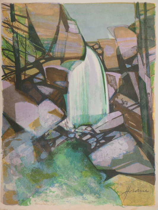 Camille HILAIRE : Alsace, La cascade du Nideck - Lithographie originale signée
