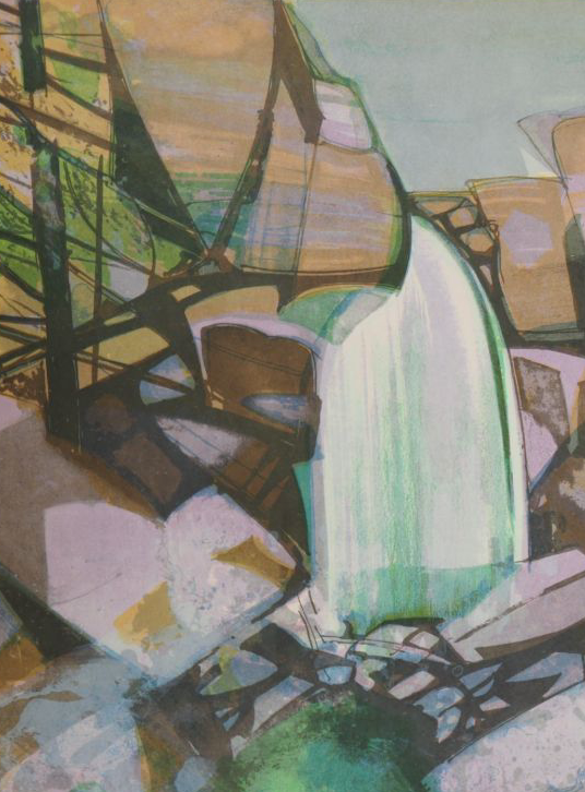 Camille HILAIRE : Alsace, La cascade du Nideck - Lithographie originale signée