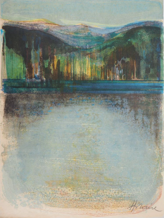 Camille HILAIRE : Alsace, Le lac d’Altenweiher - Lithographie originale signée