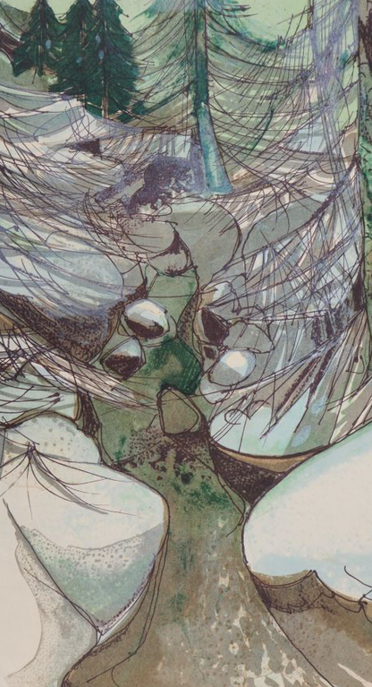 Camille HILAIRE : Torrent en hiver - Lithographie originale signée