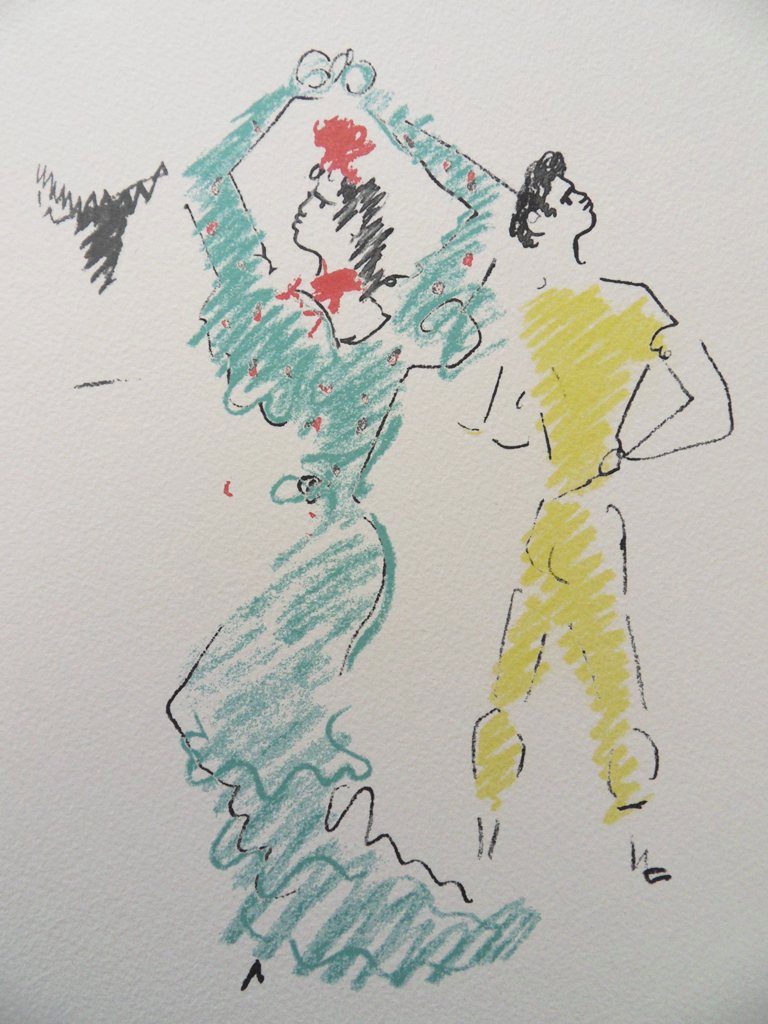 Jean COCTEAU : Danseuse de Flamenco - Lithographie