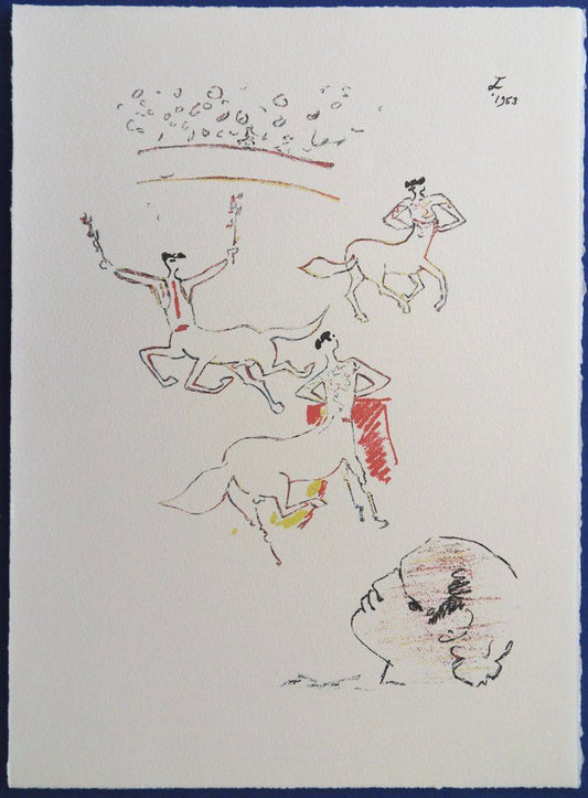 Jean COCTEAU : Dans l'arène - Lithographie Signée
