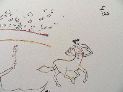 Jean COCTEAU : Dans l'arène - Lithographie Signée