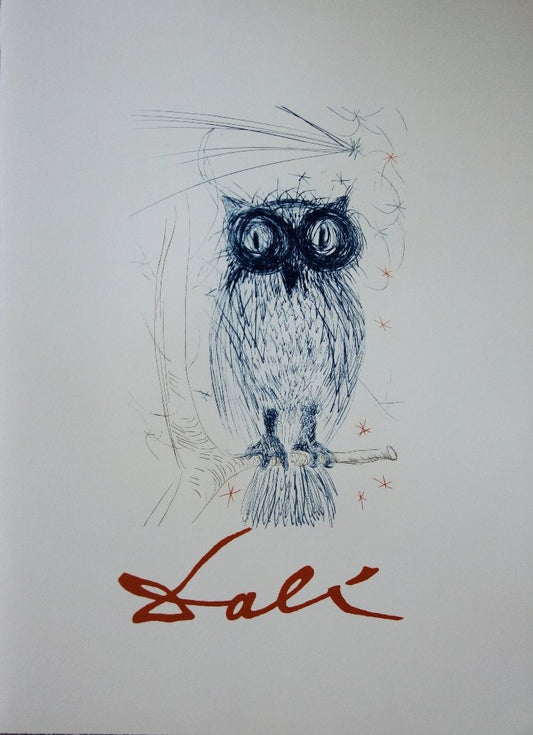 Salvador DALI : La Chouette Bleue - Lithographie signée