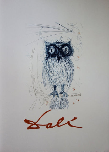 Salvador DALI : La Chouette Bleue - Lithographie signée