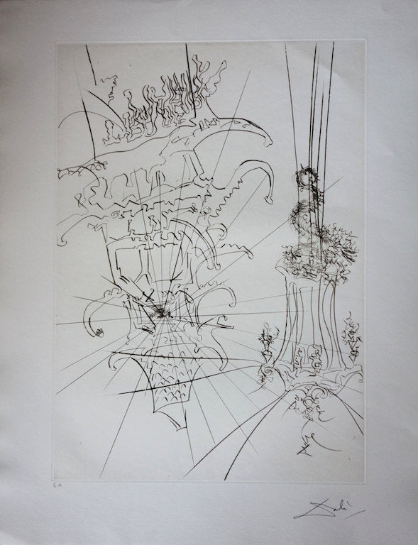 Salvador DALI : Chinatown - Gravure originale signée