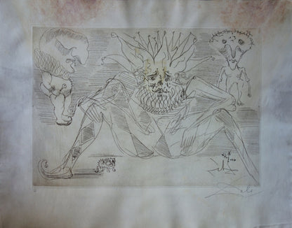 Salvador DALI : Le clown - Gravure originale signée