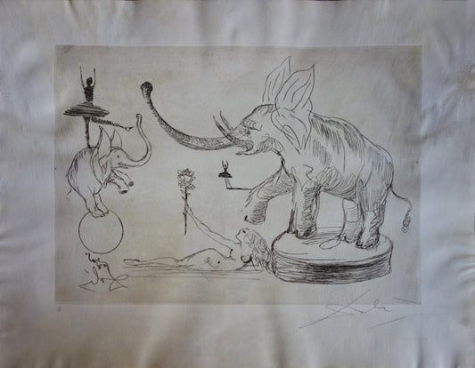 Salvador DALI : Eléphants - Gravure originale signée