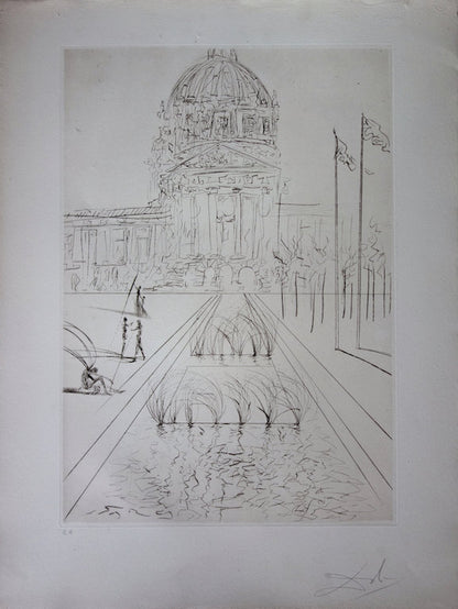 Salvador DALI : City Hall - Gravure originale signée