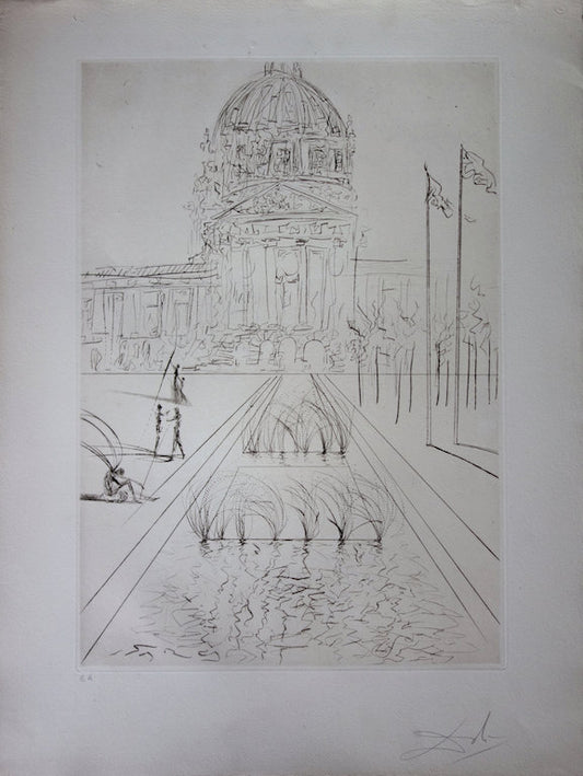 Salvador DALI : City Hall - Gravure originale signée