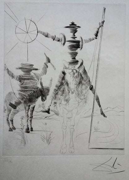 Salvador DALI : Don Quichotte et Sancho Panza - Gravure originale signée