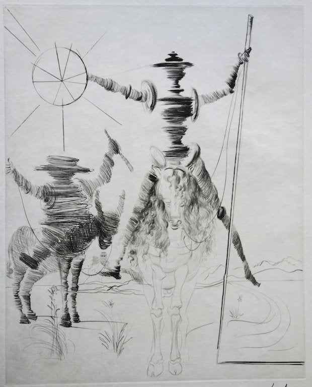 Salvador DALI : Don Quichotte et Sancho Panza - Gravure originale signée