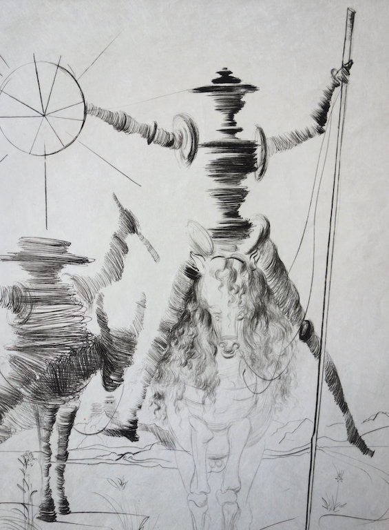 Salvador DALI : Don Quichotte et Sancho Panza - Gravure originale signée