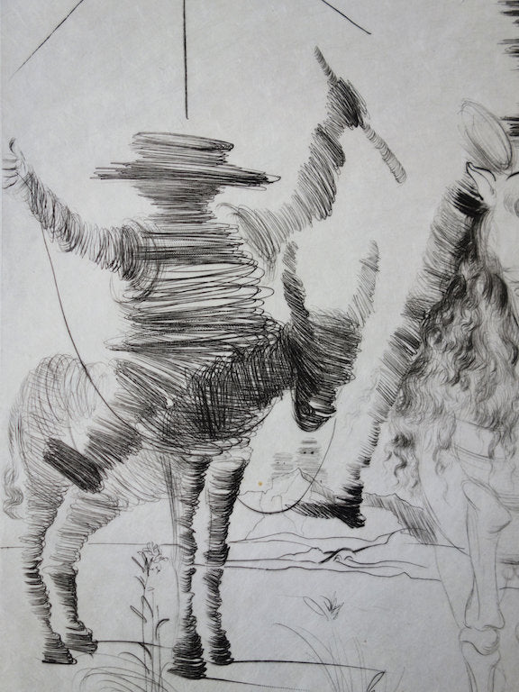 Salvador DALI : Don Quichotte et Sancho Panza - Gravure originale signée