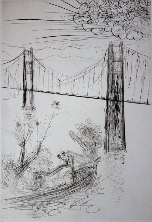 Salvador DALI : Golden Gate Bridge - Gravure originale signée