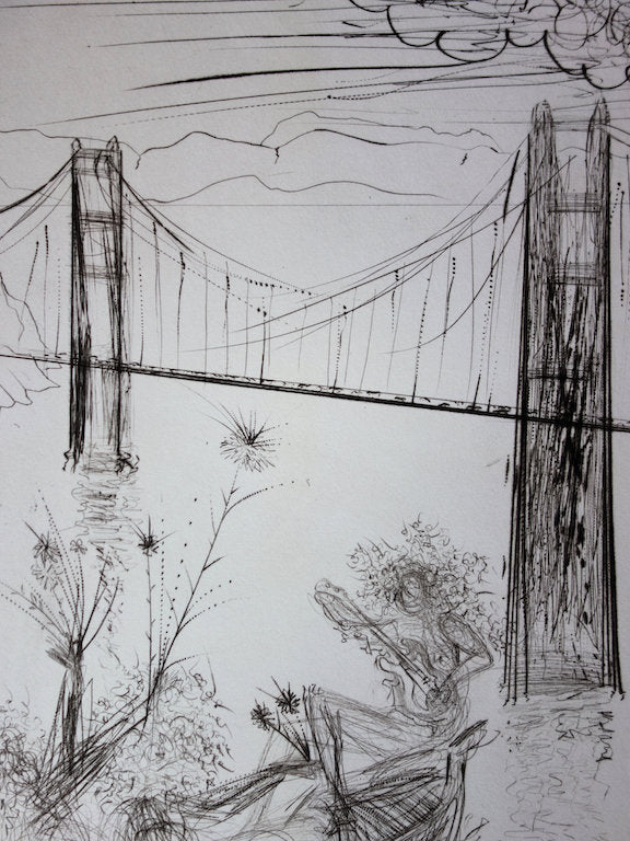 Salvador DALI : Golden Gate Bridge - Gravure originale signée