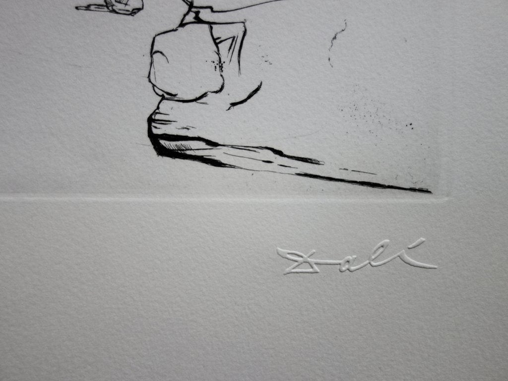 Salvador DALI : Plage à Cadaques - Pointe sèche originale signée