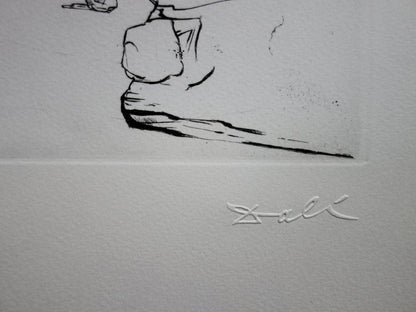 Salvador DALI : Plage à Cadaques - Pointe sèche originale signée
