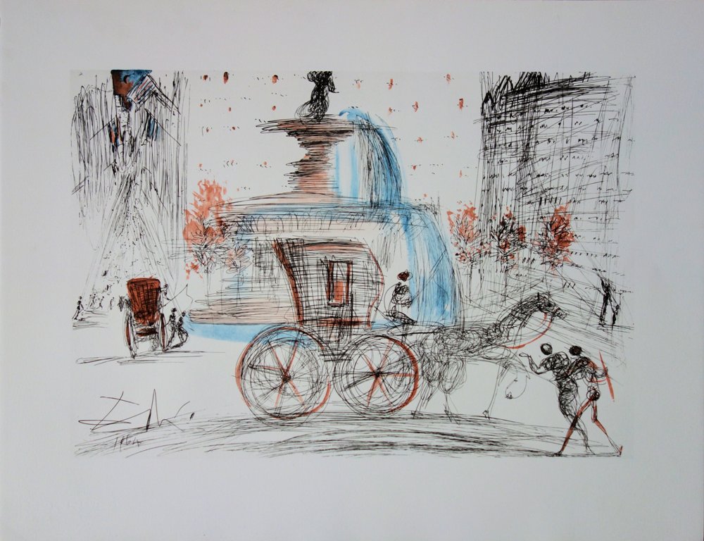 Salvador DALI : New York City - Plaza, Lithographie signée