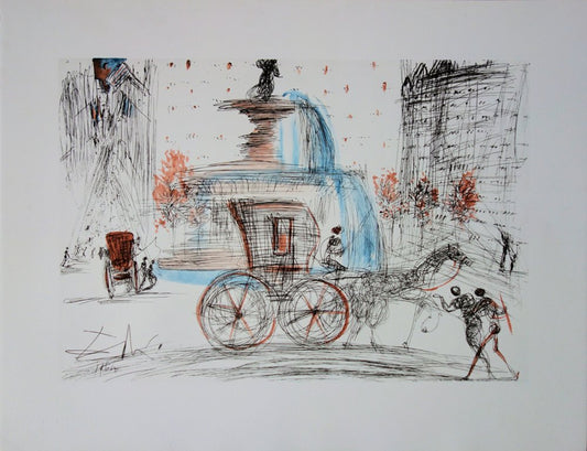 Salvador DALI : New York City - Plaza, Lithographie signée
