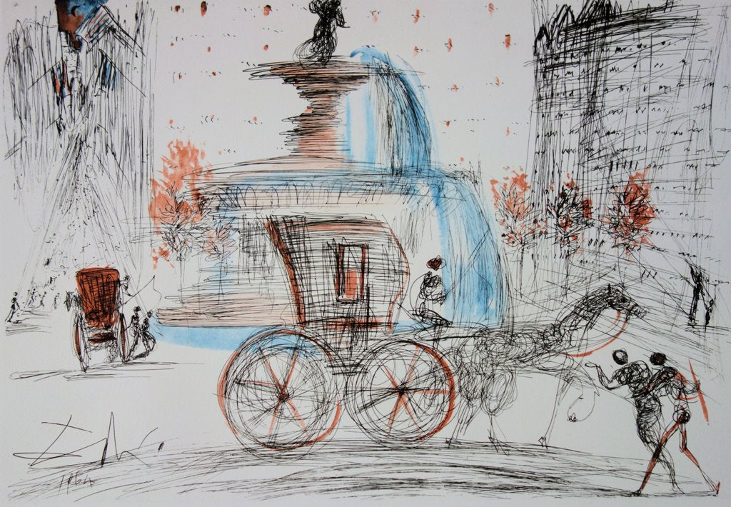 Salvador DALI : New York City - Plaza, Lithographie signée