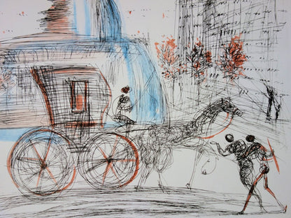 Salvador DALI : New York City - Plaza, Lithographie signée