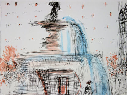 Salvador DALI : New York City - Plaza, Lithographie signée
