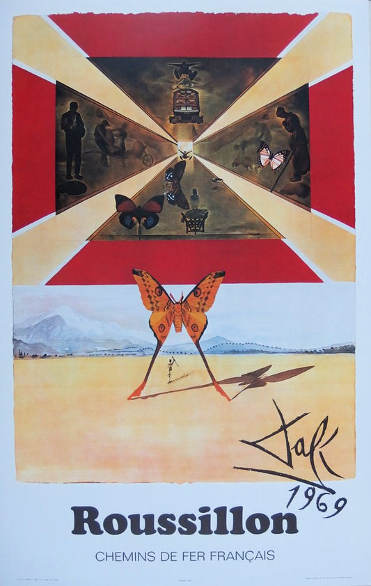 Salvador DALI : Roussillon - Lithographie originale signée, SNCF Grand Modèle