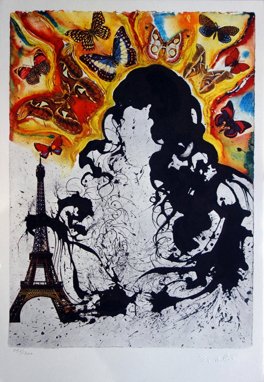 Salvador DALI : Paris - Lithographie originale signée SNCF, Suite Papillon