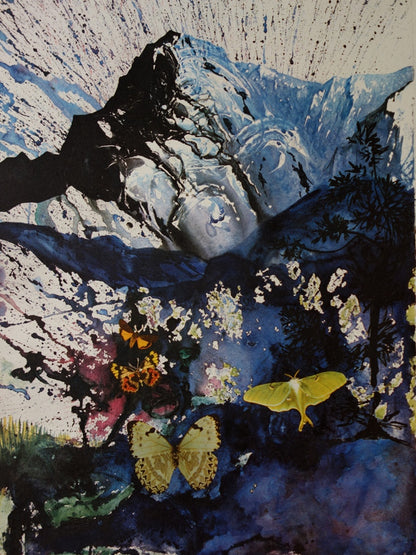 Salvador DALI : Alpes - Lithographie originale signée SNCF, Suite Papillon