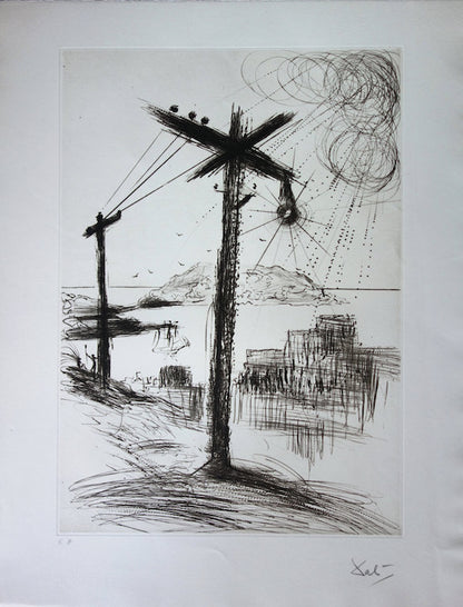 Salvador DALI : Telegraph Hill - Gravure originale signée
