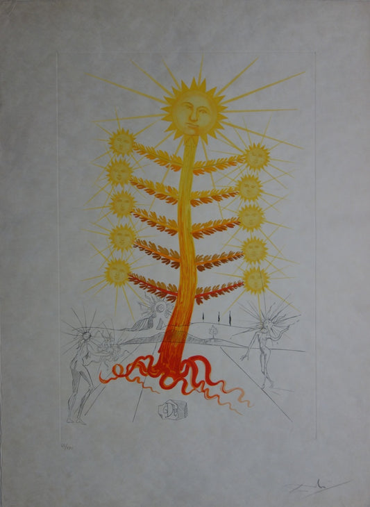 Salvador DALI : Soleil - Gravure originale signée