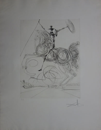 Salvador DALI : Don Quichotte - Gravure originale signée