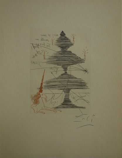 Salvador DALI : Arbre de Noël à la Licorne - Gravure originale signée