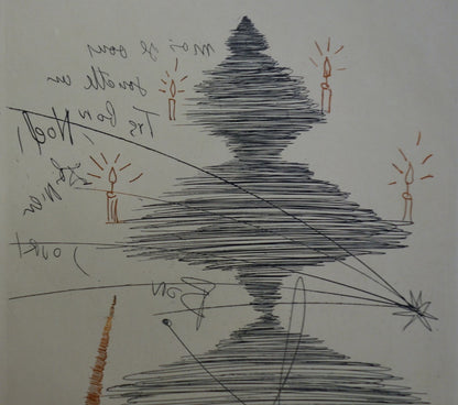 Salvador DALI : Arbre de Noël à la Licorne - Gravure originale signée