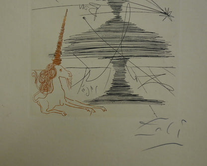 Salvador DALI : Arbre de Noël à la Licorne - Gravure originale signée