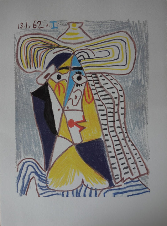 Pablo PICASSO : Personnage cubiste - Lithographie signée