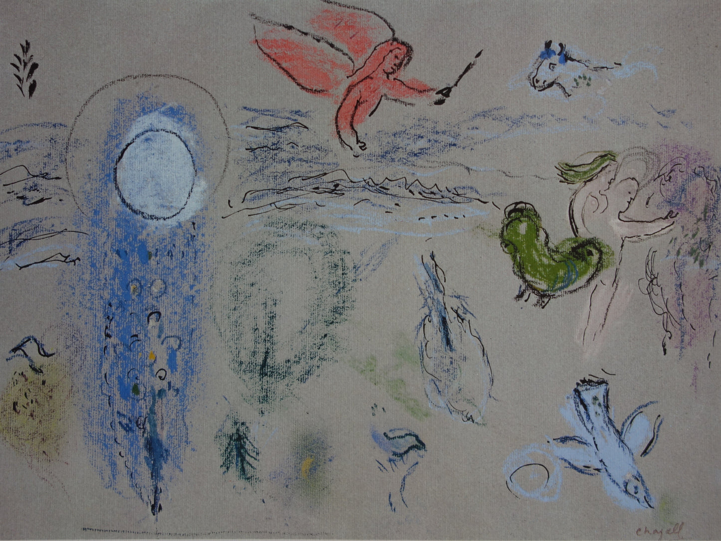 Marc CHAGALL: Adam and Eve expelled from paradise - Signed lithograph