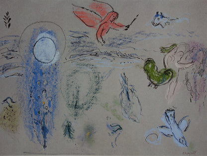 Marc CHAGALL: Adam and Eve expelled from paradise - Signed lithograph