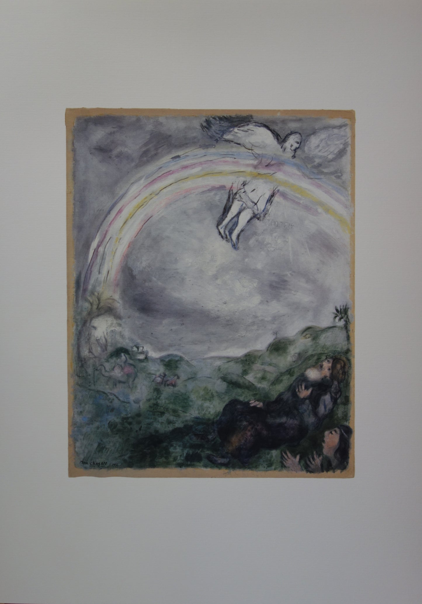 Marc CHAGALL : L'arc-en-ciel - entre Dieu et la Terre - Lithographie signée