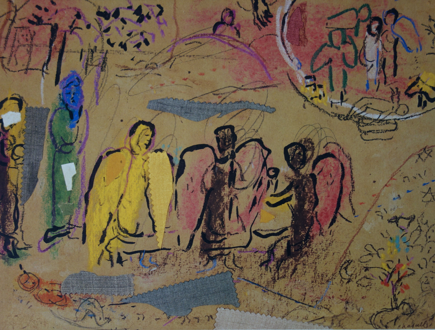 Marc CHAGALL: Abraham and the three Angels - Signed lithograph