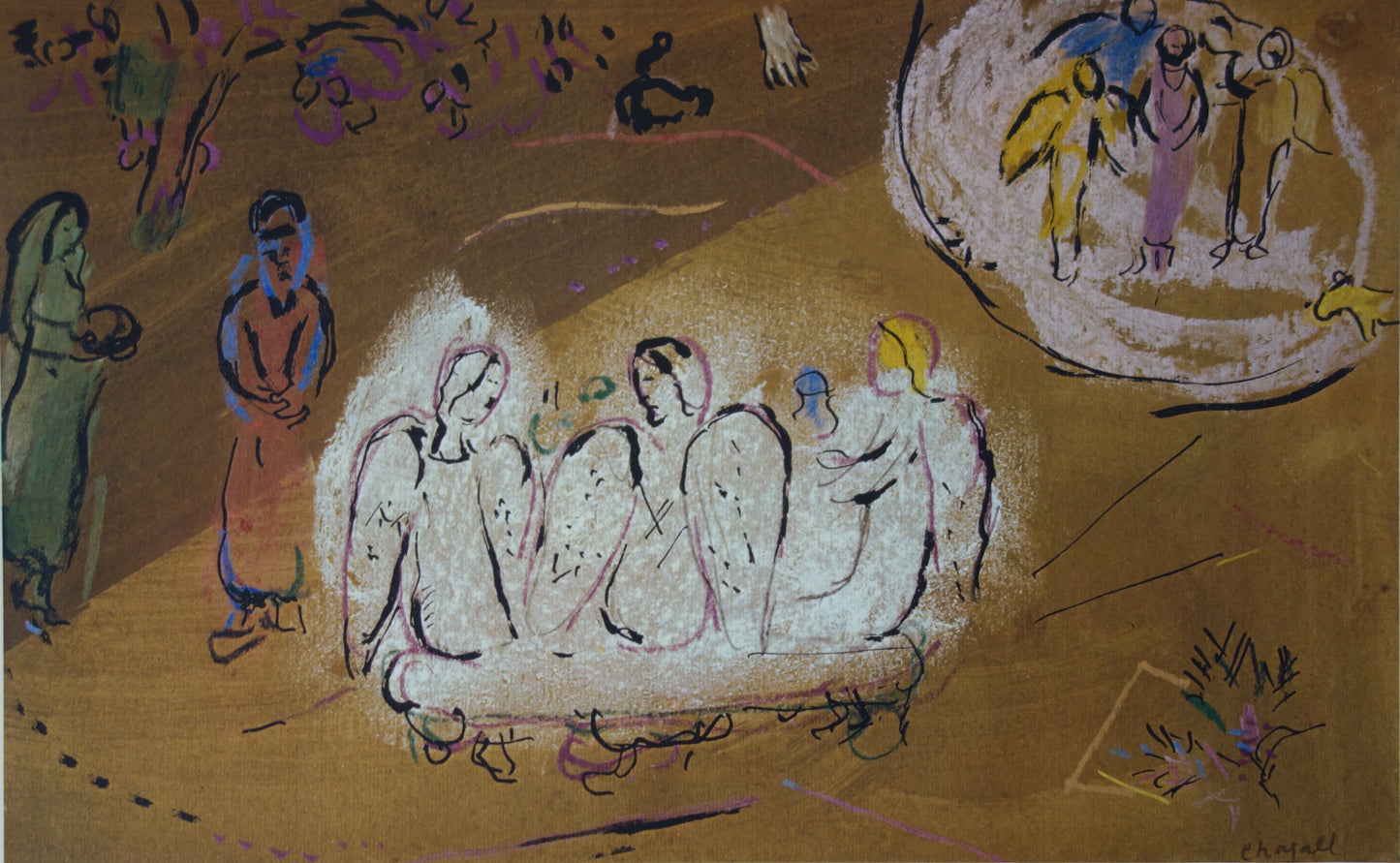 Marc CHAGALL : Abraham et les trois Anges - Lithographie signée