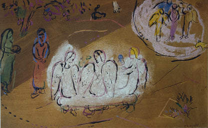 Marc CHAGALL : Abraham et les trois Anges - Lithographie signée