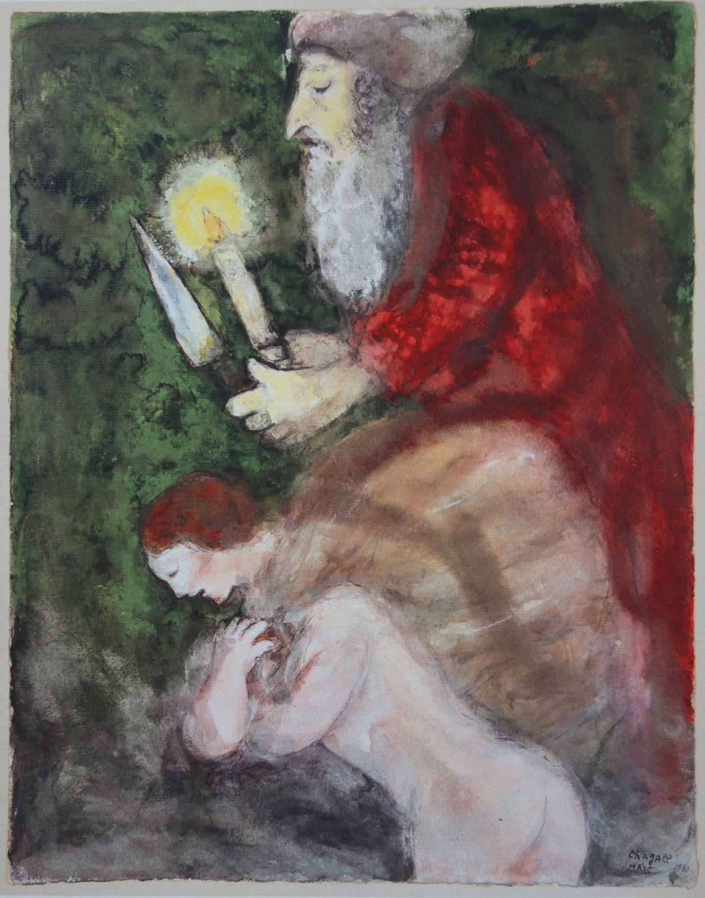 Marc CHAGALL: Abraham and Isaac towards the place of sacrifice - Signed lithograph