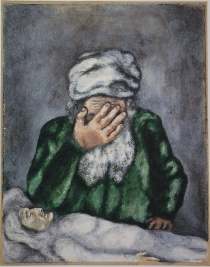 Marc CHAGALL : Abraham pleurant Sarah - Lithographie signée
