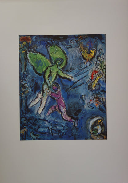 Marc CHAGALL : La lutte de Jacob avec l'Ange - Lithographie signée