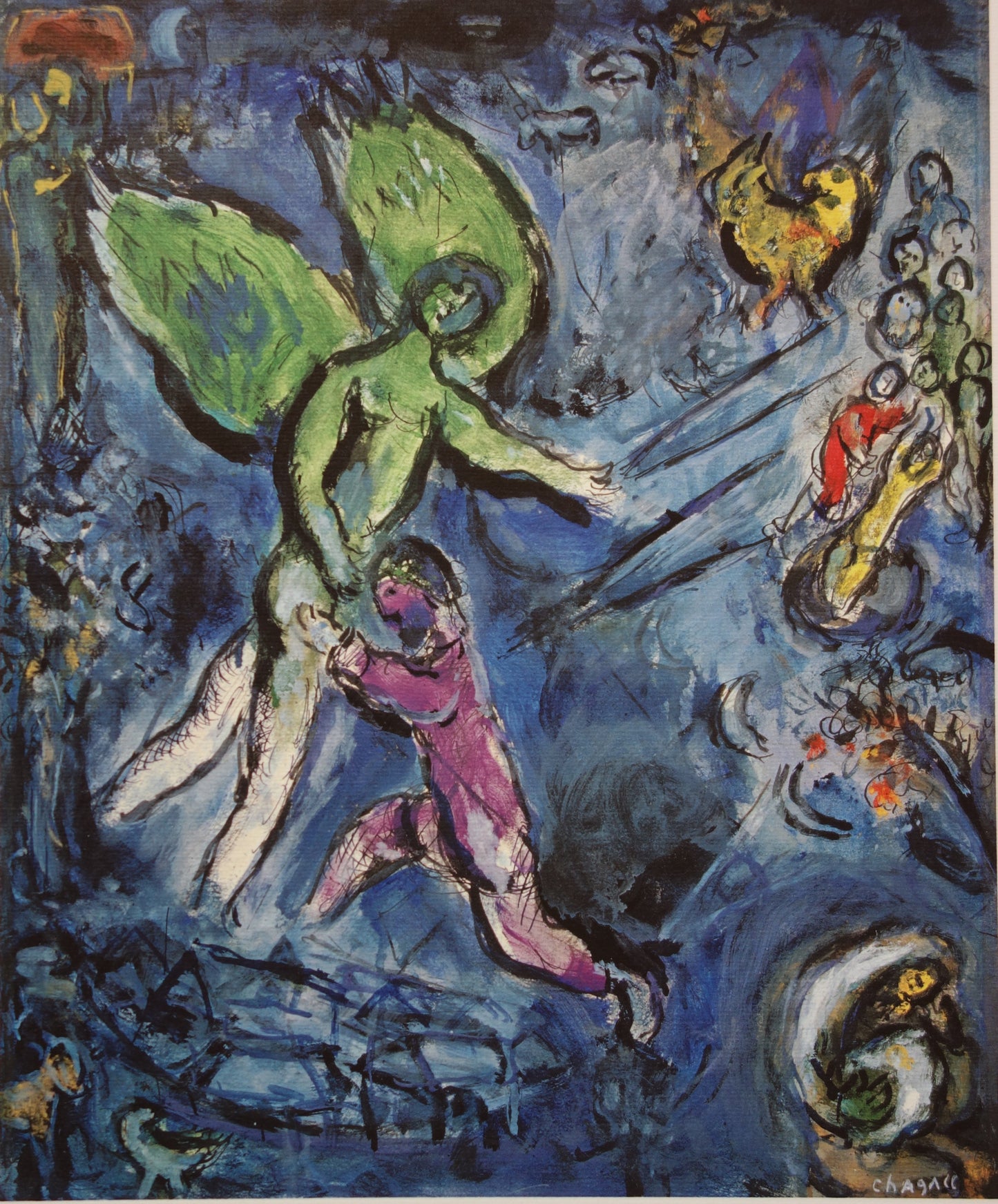Marc CHAGALL : La lutte de Jacob avec l'Ange - Lithographie signée